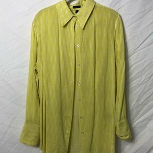 yellow poca-dot button down